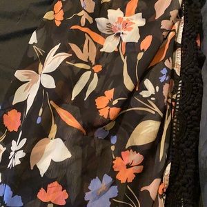 Torrid black lace floral long kimono